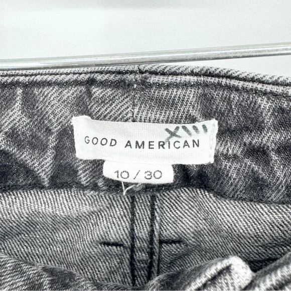 Good American Good Girlfriend High Waist Straight Leg Jeans In Black217 Sz 10/30 - Picture 8 of 12